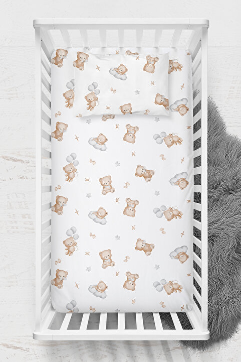 Wheeppo %100 Pamuk Ranforce Lastikli Çarşaf Seti - Teddy Park Yatak 70x120 35x45