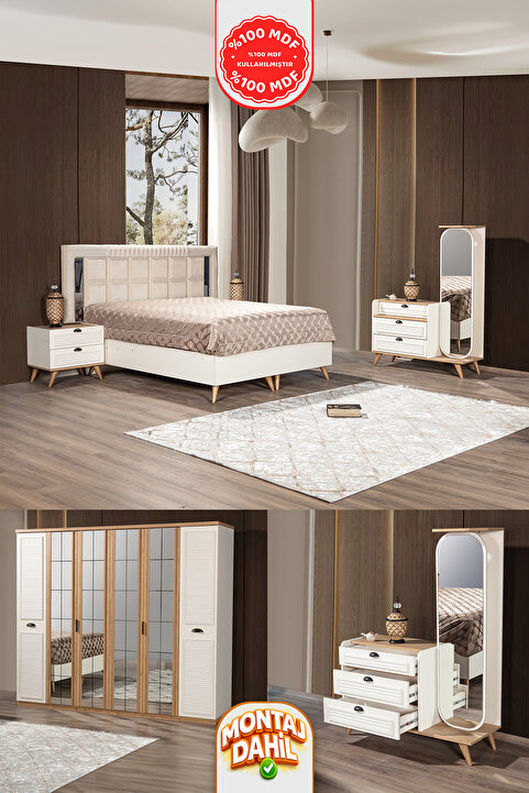 İMBAŞ Aura Yatak Odası Takımı %100 MDF - Bazalı