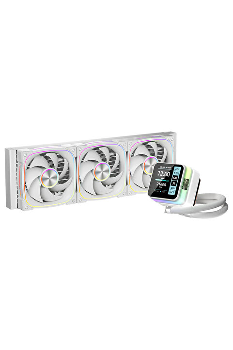 DRAGOS Rock LCD Ekranlı 360mm ARGB Beyaz İşlemci Sıvı Soğutucu