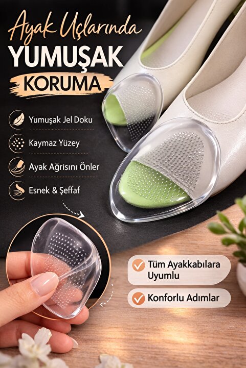 obrigado KALIN Kaydırmaz Jel Ayakkabı Ön Ayak Pedi Silikon Şeffaf Tabanlık Topuklu ve Babet İçin