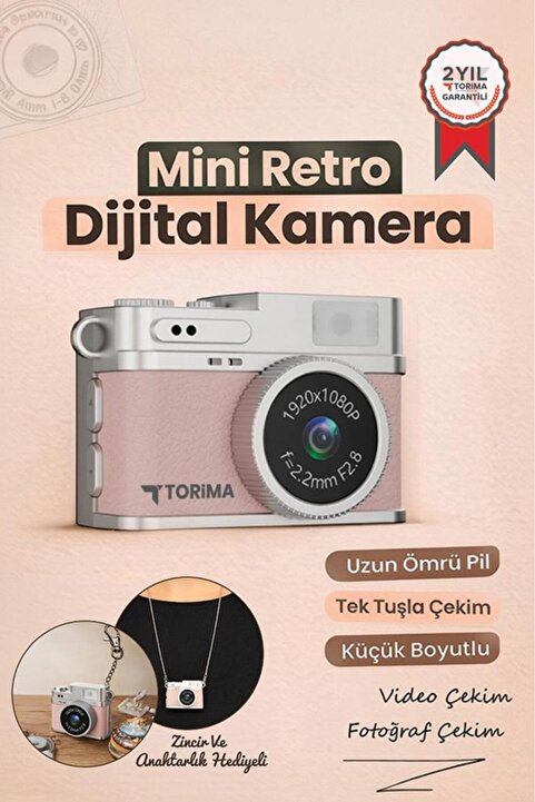 Torima Mini Dijital Kamera Selfie Video Vlog Kamerası Mini Anahtarlık 1080P CMR35 Pudra