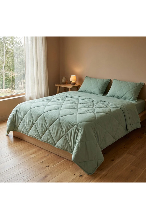 Penelope Microfiber Kumaş Çift Kişilik Yeşil Yastık Yorgan Seti - Colors in Comfort