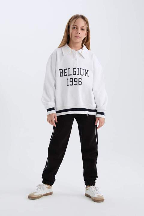 Defacto Beli Lastikli Baskılı Pamuklu Jogger Eşofman Altı Kız Çocuk D8092A824WN