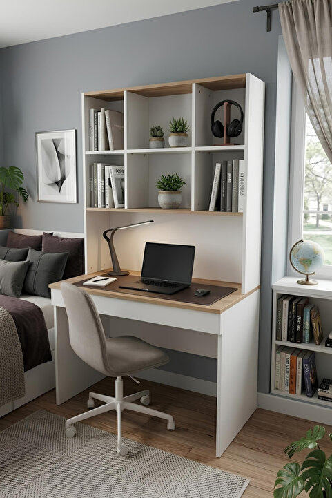 arionkids Arion Yeni Nesil Genç Odası Çalışma Masası | %100 MDF | Ergonomik| Kitaplıklı ve Kapaklı Model