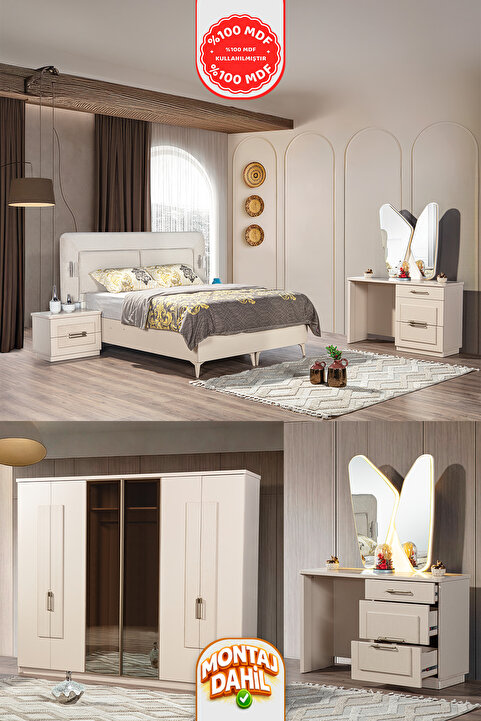 İMBAŞ Okyanus Yatak Odası Takımı %100 MDF - Bazalı