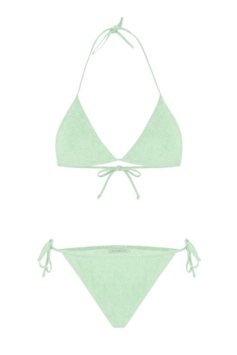 Aquella Lurex Mint Mavi Tulum Üçgen Bikini Takım