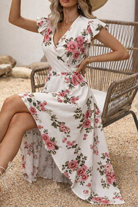 Kokosh moda Kadın Çiçek Desenli Önü Kısa Arkası Uzun Yazlık Süprem Elbise