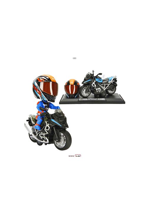 Sunman Motorcycle MY66-M1218K Motosiklet BMW Off-Road Kasklı Figür Sesli Işıklı 1:14 3+