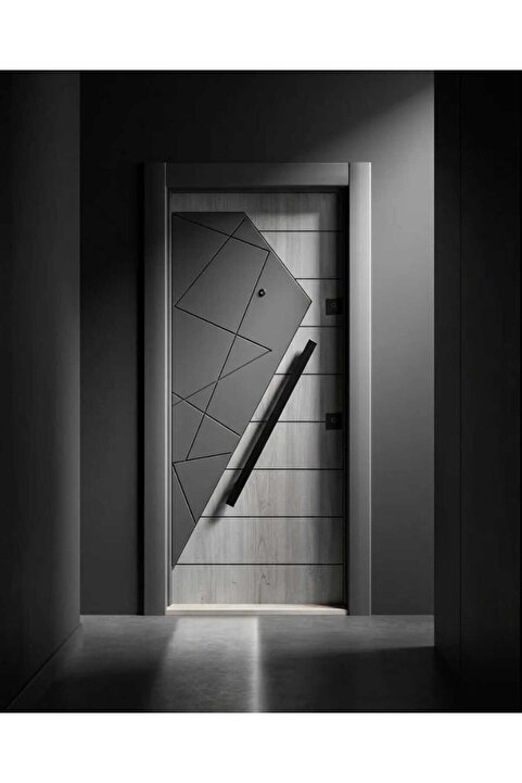 atk ticaret Özda Yapı Modern Çelik Kapı Sol 210x108 cm | Laminoks Yüzey | 1.2 mm Sac | Monoblok Kilit | Taş Yünü Yalıtım | 4 Profilli
