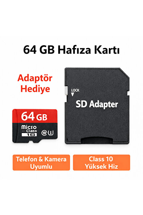 TUROVE 64 Gb Için Sd Kart Hafıza Kart Ve Adaptör