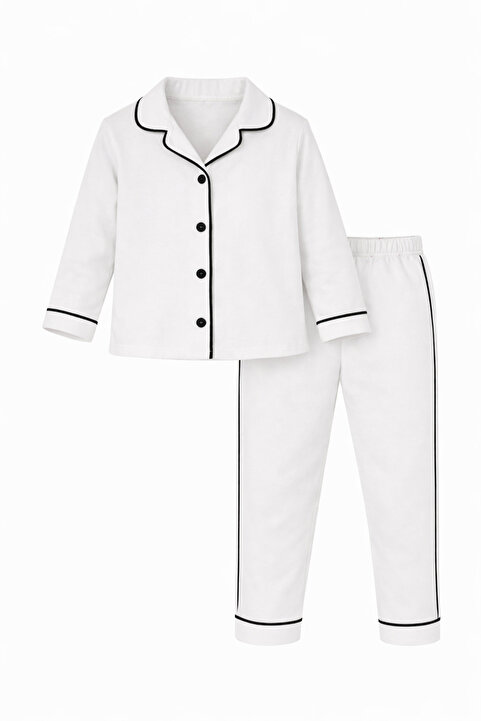 Bubito Unisex Bebek Alt Üst Pijama Takım Beyaz