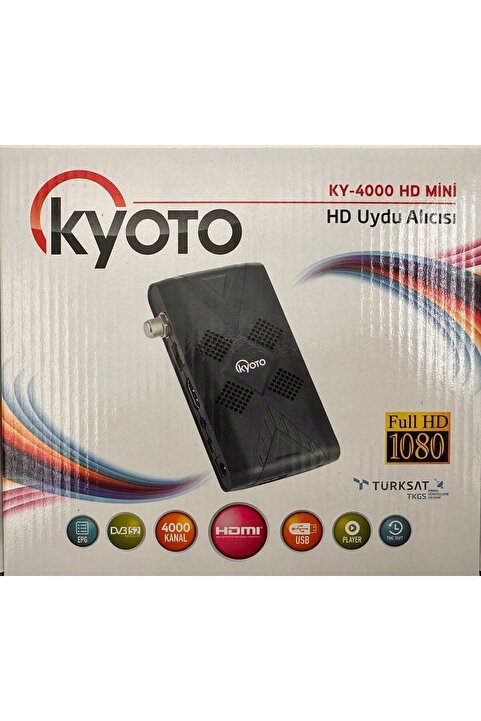 Kyoto KY-4000 Mini Full HD Uydu Alıcısı - TKGS Güncel Kanal Listeli Tak Çalıştır TV Arkası Uydu Alıcısı