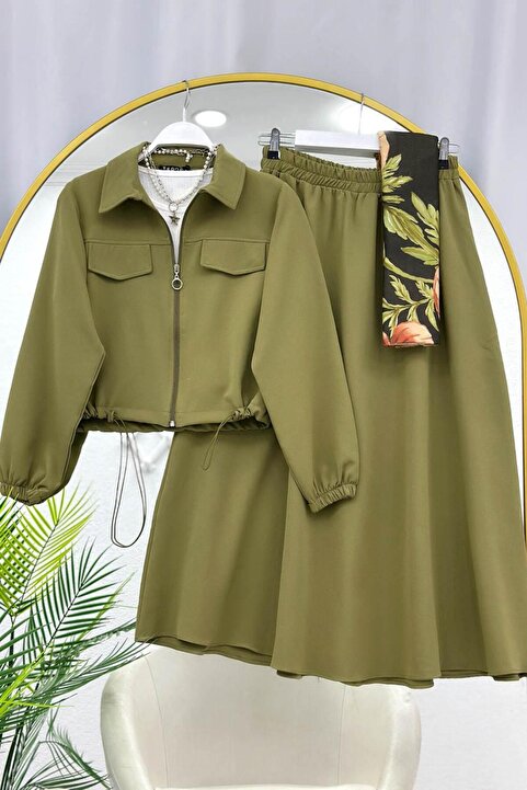 VOLT CLOTHİNG Fermuarlı Cep Kapaklı Etekli İkili Takım