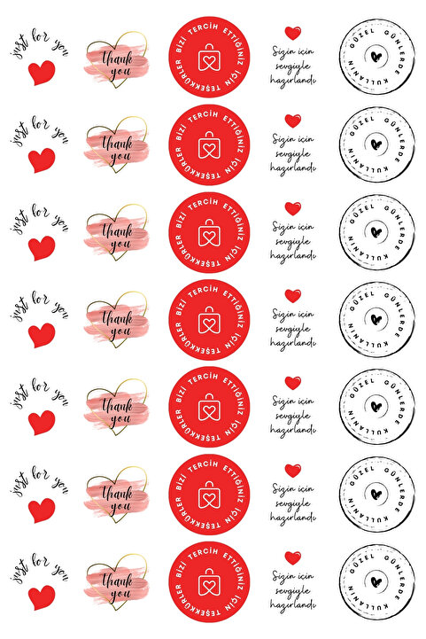 Bimotif Paketlemeye özel 35 adet sticker, karışık