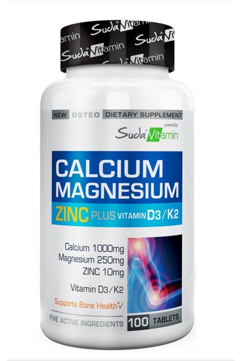 Suda Vitamin Kalsiyum Magnezyum Çinko Zinc Plus D3 & K2 İçeren Kas ve Kemik Desteği Vitamini 100 Tablet