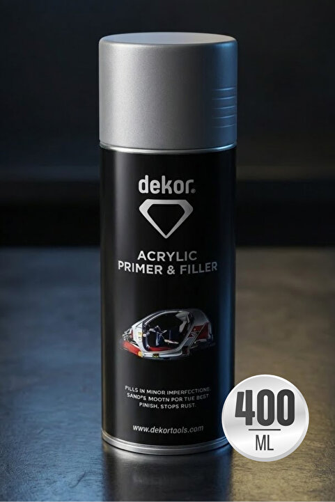 Dekor Ahşap Metal Cam Karton Plastik Pvc Yüzey Boya Öncesi Koruma Sprey Astar GRİ 400 ML KOD 677