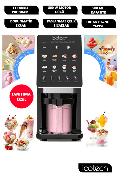 icotech CM90 11 in 1 Led Ekranlı Dondurma Makinesi