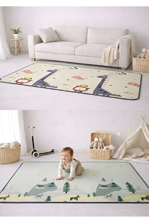 Coolmats Rulo Oyun Matı Çift Taraflı Büyüyen Dino - Geyik Vadisi 200x140x1 cm