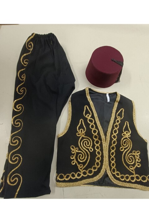 DilekKostüm 23 Nisan Çocuk Folklör Kostümü Cepken Şalvar Fes Seti Yöresel Kıyafet Zeybek Efe Adana Ankara Seymen