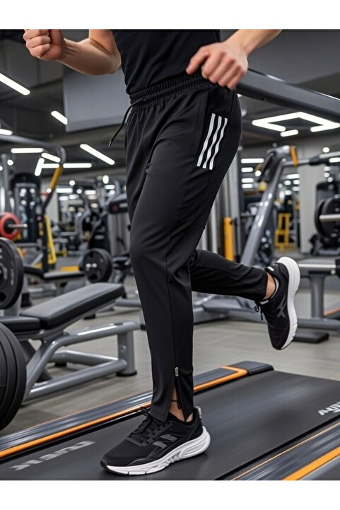 Demente Eşofman Altı Paraşüt Kumaş Slim Fit Paça Fermuar Gym ve Fitness