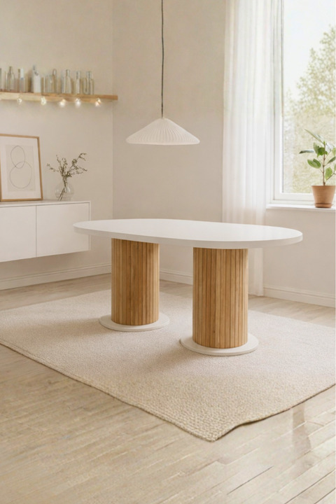 BebeK on For Weltwood 6 Kişilik Oval Yemek Masası | 36mm Çift Kat Mdf Tabla, Beyaz Renk, Kayın Ahşap Ayaklı Masa