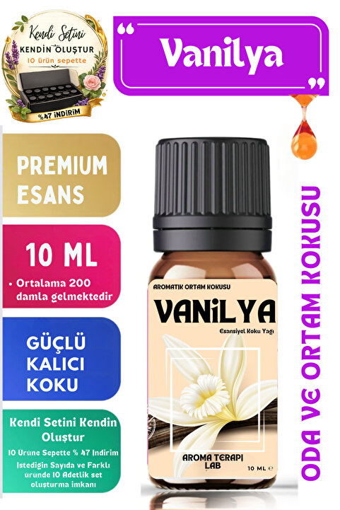 Aroma Terapi Lab Vanilya - Esansiyel Koku Yağı - Oda Ve Ortam Kokusu - Aromatik Uçucu Yağ 10ml