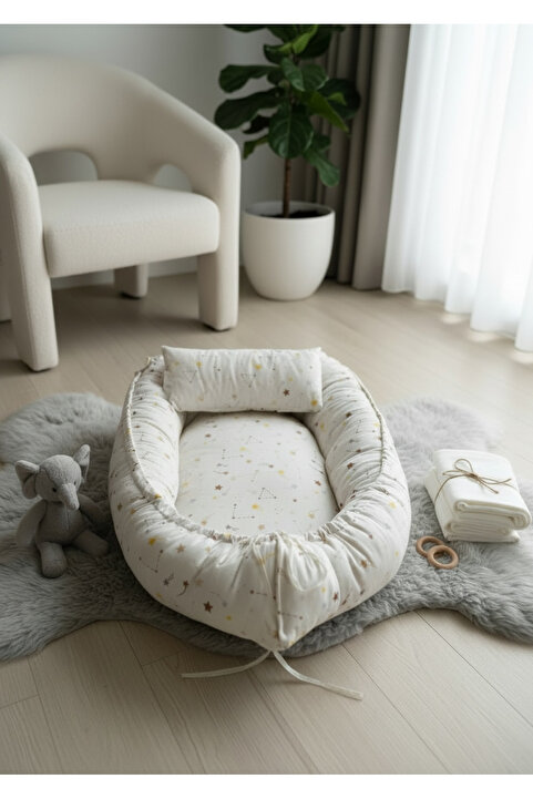 LinoaBaby Yıldız desen Babynest Bebek Yatağı Anne Yanı Yatağı