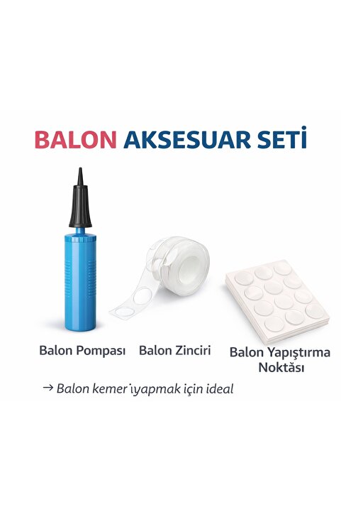 BKMC PARTY Balon Aksesuar Seti 3’lü – Balon Pompası + Balon Zinciri + Balon Yapıştırma Noktası