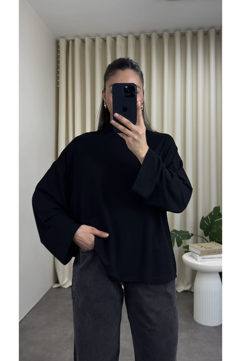 YOUR NAME Dik Yaka Oversize Dökümlü Bluz