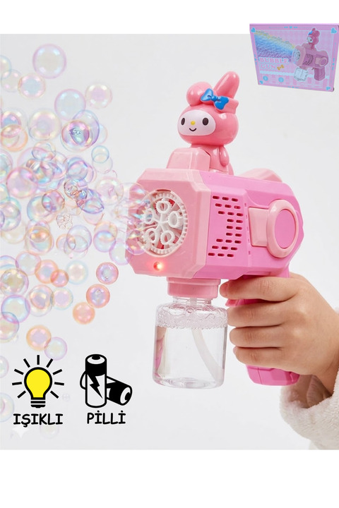 düşler oyuncak dünyası Pilli Işıklı My Melody Karakter Figürlü Baloncuk Köpük Tabancası - Bubble Gun Baloncuk Suyu Hediyeli