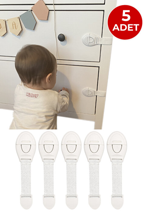 ketbox Çocuk Bebek Çekmece Dolap Beyaz Eşya Güvenlik Emniyet Koruma Kilidi Çok Amaçlı Kilit 5 Adet
