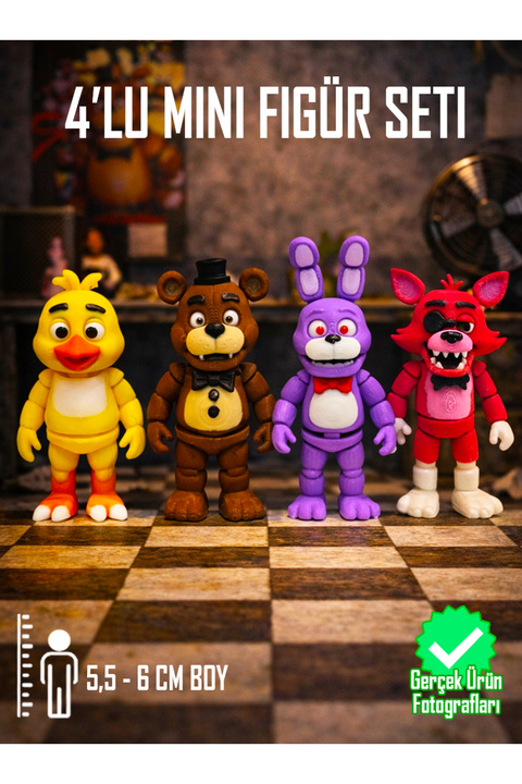 Suelo Butik Five Nights at Freddy’s Karakterleri 4'lü Figür Seti 7-8 Cm