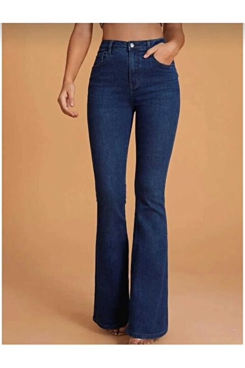 Trn JNS Lina Tall Flare Koyu Mavi Ispanyol Jean Kot Pantolon