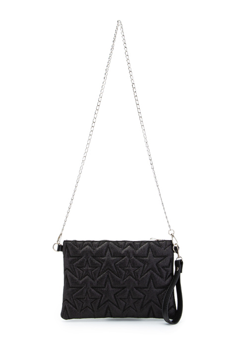 minebag Yıldız Dikişli Clutch Star Kadın Çanta Simli Siyah
