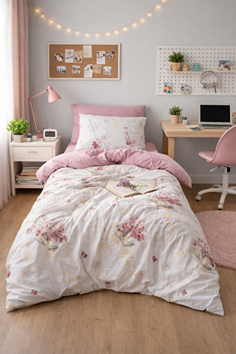 MyStory Home Lastikli Çarşaflı Tek Kişilik Nevresim Takımı Viola
