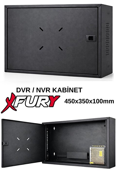 FURY DVR NVR Kamera Kayıt Cihazı Kabini 45x35x10 cm Metal Duvar Tipi Güvenlik Kabini