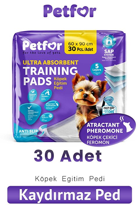 Petfor Köpek Eğitim Pedi Kaydırmaz Bantlı 60x90 30 Adet
