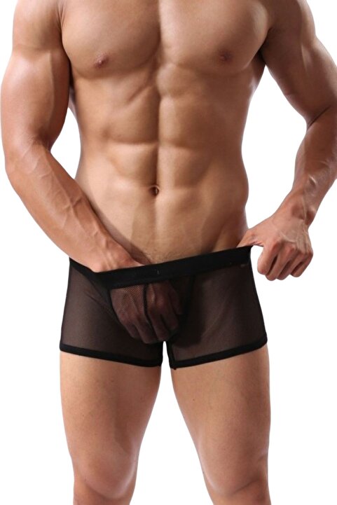 Merry See Siyah Transparan Fantezi Erkek Boxer
