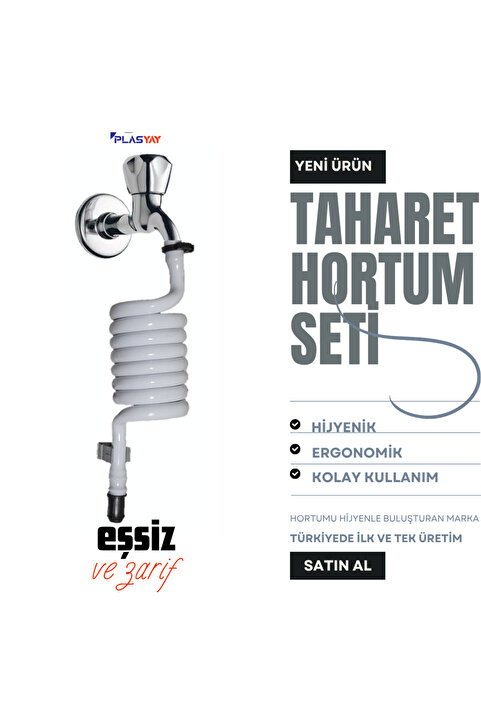 PLASYAY Spiral Taharet Matik Hortum Kelepçeli Ve Duvara Sabitlemeli 110 Cm