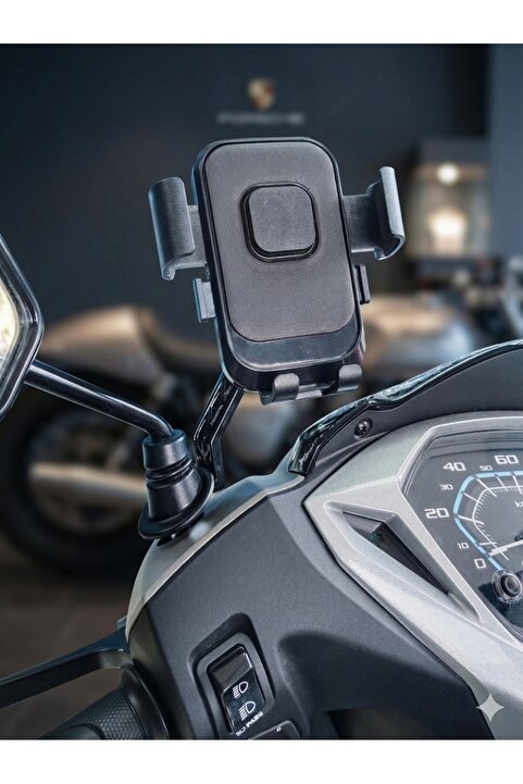 Zoli Motosiklet Telefon Tutucu Ayna Bağlantılı Otomatik Kilitlemeli Ayarlanabilir