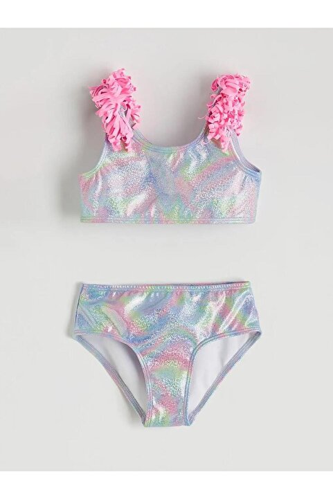 LC Waikiki Karışık Desenli Fırfır Detaylı Kız Çocuk Bikini (S6)