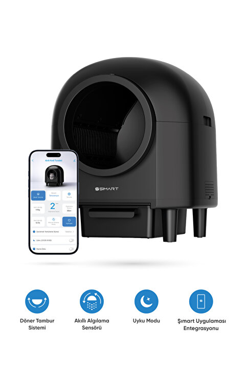 Şımart Akıllı Kedi Tuvaleti 80Lt, Otomatik Temizleme ve Wi-Fi Kontrollü