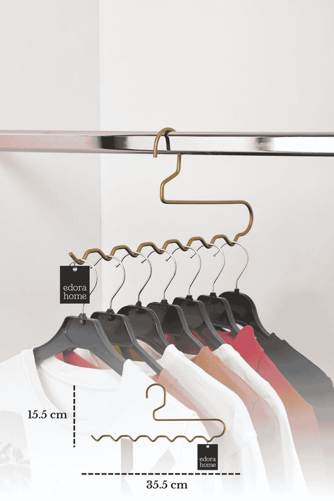 Edora Home 5'li Mat Gold Zigzag Askı Pantolon Şal Eşarp Kemer Askılığı Dolap İçi Organizer