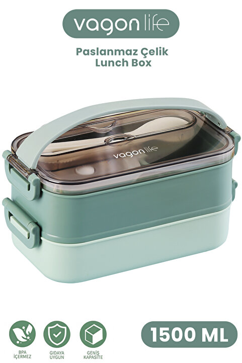 Vagonlife 1500 ML Bento Lunch Box Ofis-Okul İçin Yeni Nesil Sefer Tası -Çorba Kaseli Model-Paslanmaz