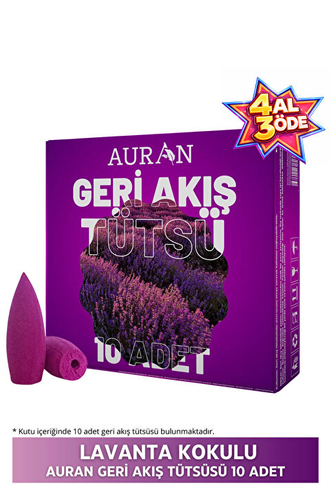 AURAN Lavanta Kokulu Geri Akış Tütsüsü konik Tütsü Lavander Backflow Incense Cones 10 Adet