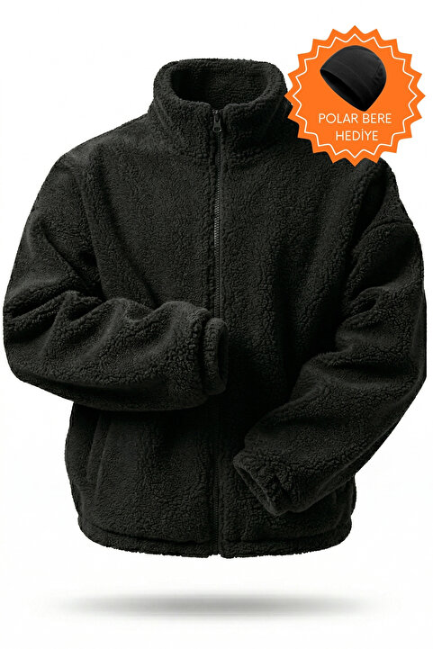 Ghassy Co Erkek Isı Termal İç Dış Sherpa Sonbahar Kış Tam Fermuarlı Peluş Polar Sweatshirt