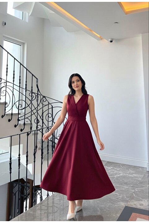NURGENC Elena Kolsuz Kloş Etek Maxi Boy Elbise