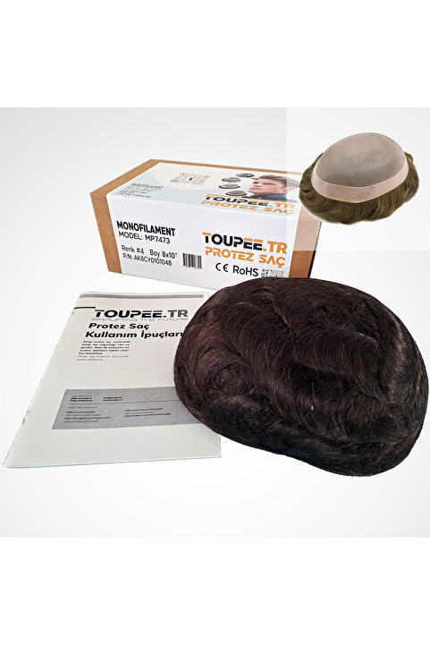 TOUPEE .tr MP7473 Monofilament Erkekler İçin Protez Saç, %130 Yoğunluklu Remy İnsan Saçı