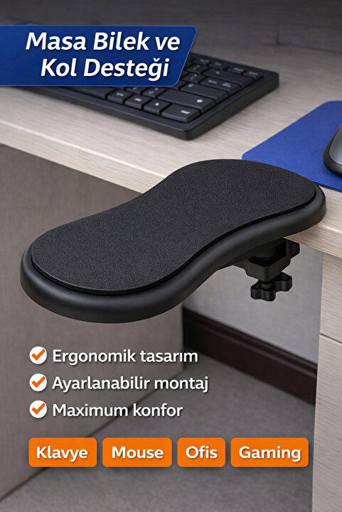 Dexmon Ayarlanabilir Masa Üstü Kol Bilek ve Dirsek Desteği Döner Ergonomik Mouse Klavye Pc Kol Dayama Pedi