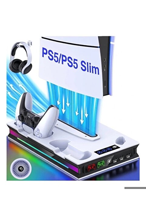 comse Ps5 Ps5 Slim Pro Fonksiyonel Fanlı Stand Led Göstergeli Dijital Ve Cd Li Sürüm Uyumlu